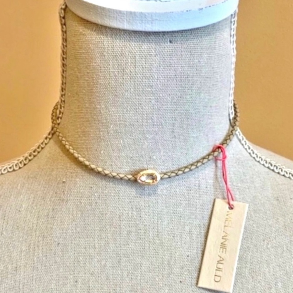 BNWT- MELANIE AULD leather chocker with blue lace agate